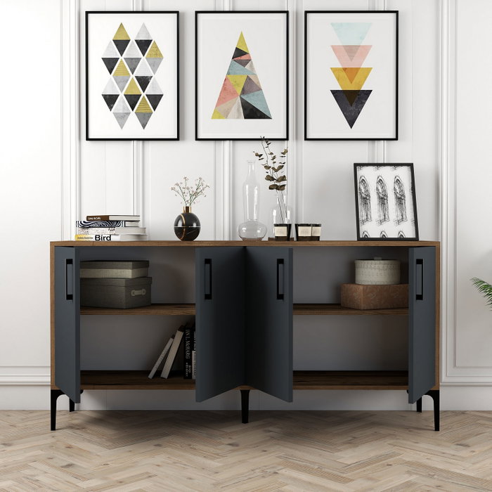 Hanah Home Kiev 160 Consola Nogal y Antracita